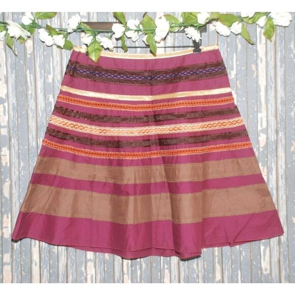 The Limited Ladies A-Line Knee Length Skirt 8 Striped Lined Side Zipper Cotton - Picture 1 of 7